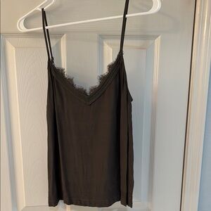 Elegant Army Green Lace Trim Cami Top